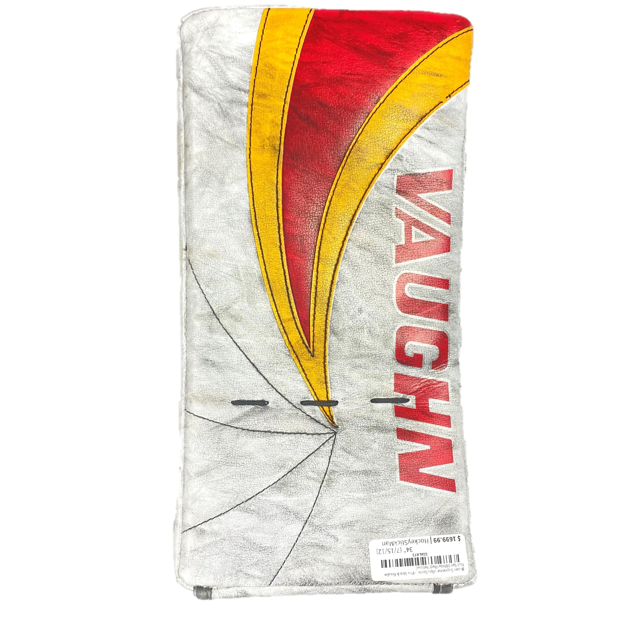 Vaughn Velocity V9 - Used Pro Stock Goalie Blocker (White/Red/Yellow)